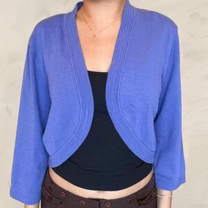 anne klein purple cardigan shrug size large wide quarter sleeves